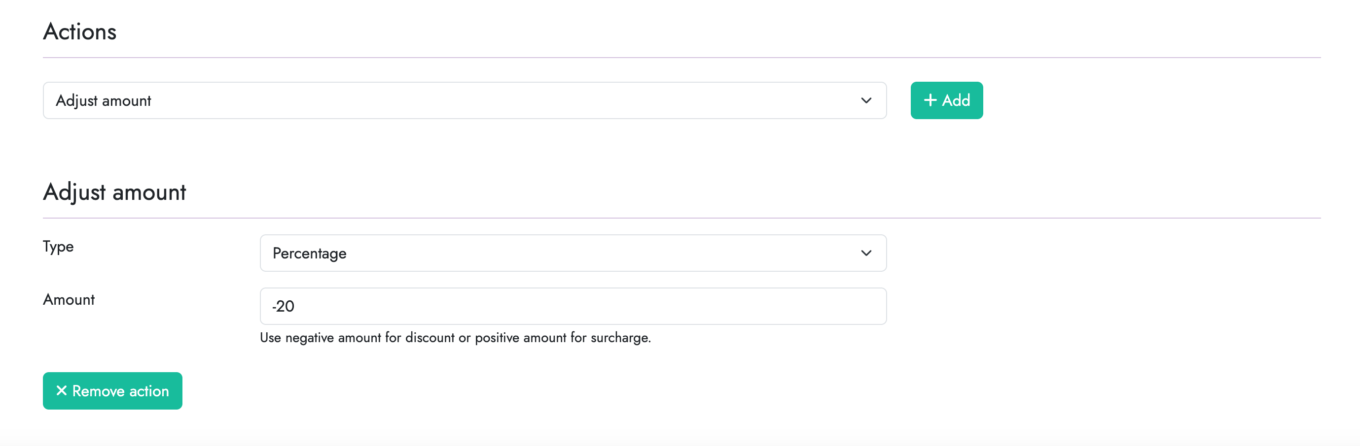 Edit pricing rule actions